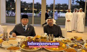Momen Prabowo Buka Puasa Bersama Presiden MBZ , Disuguhi Sajian Khas Timur Tengah