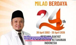 Erpa Aris Purnama Sampaikan Ucapan Milad ke-24 PKS Terus bersama Rakyat dalam Menguatkan Ketahanan Indonesia